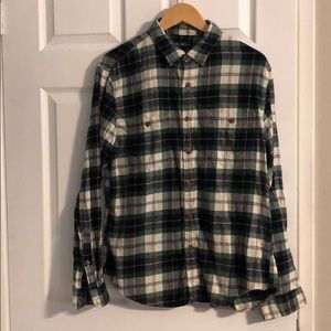 J Crew Mercantile Green Plaid Flannel Shirt